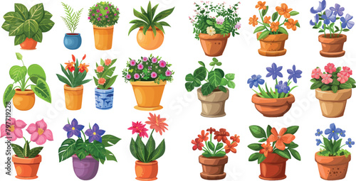House flowers and vector indoor flowerpots