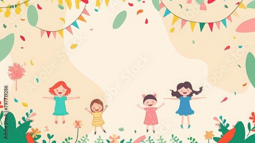 A Colorful illustration of a Children's Day Poster Background with the Text space