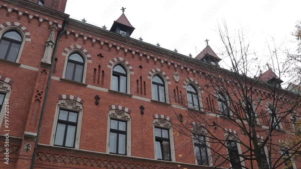 The building of a higher school in Krakow, panorama view. The building of a higher school in Krakow, panorama view.