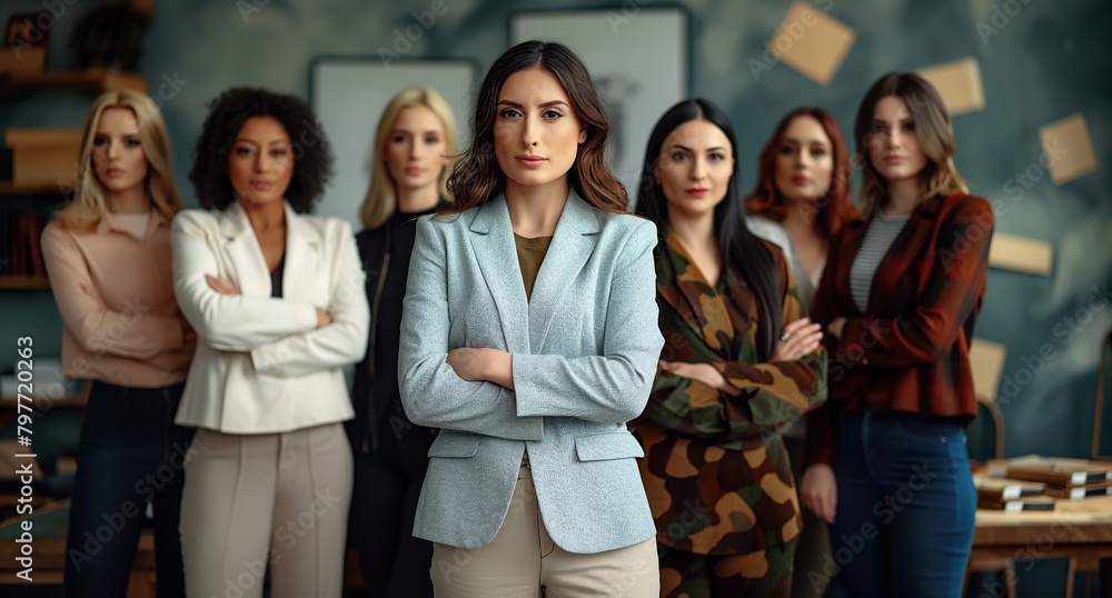 Fototapeta premium Business Women Business Leadership advertise transformative strategies that drive competitive advantage and collective success, anchored in Business Teamwork