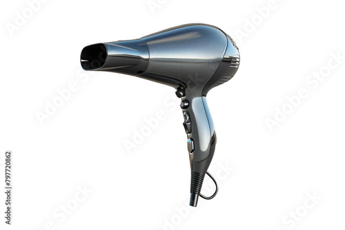 Blow Away: A Hair Dryer on a Clean Canvas. On Transparent Background.