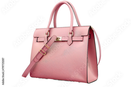 The Blush Pink Dream: A Stylish Handbag on a White Canvas. On Transparent Background.