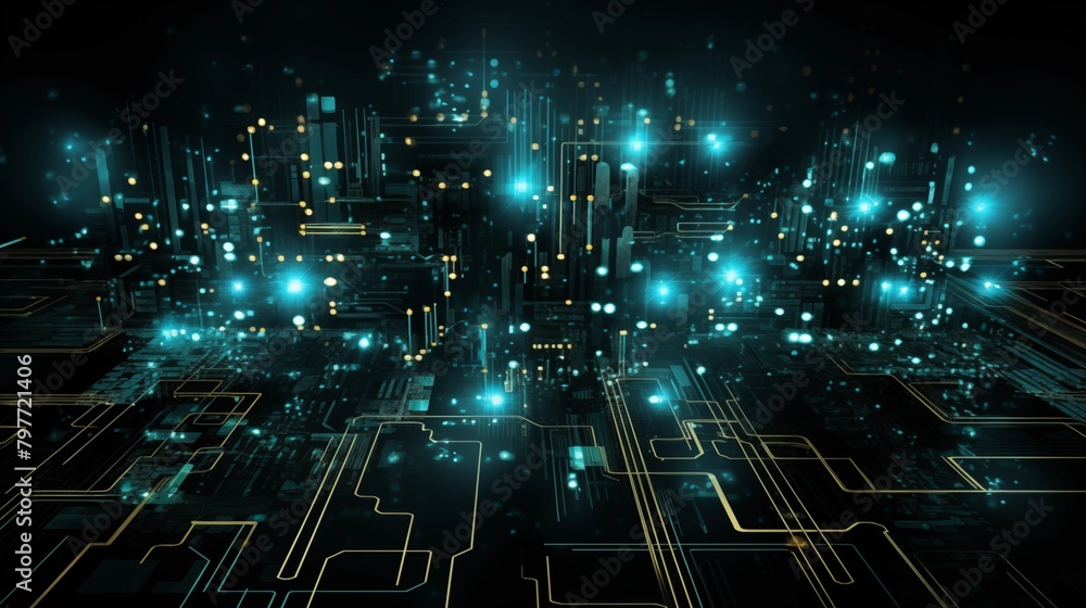 Obraz premium abstract background with elements of high technology and microcircuits
