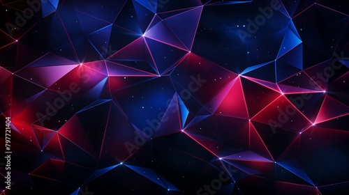 abstract background of polygonal lines with neon glow