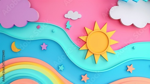 Cute Paper Cutout Weather Scene