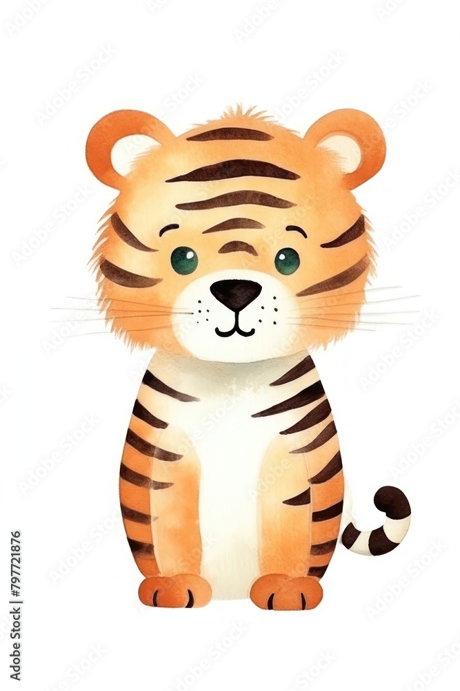 Cute watercolor illustration of a tiger wildlife animal mammal. Cute watercolor illustration of a tiger wildlife animal mammal.