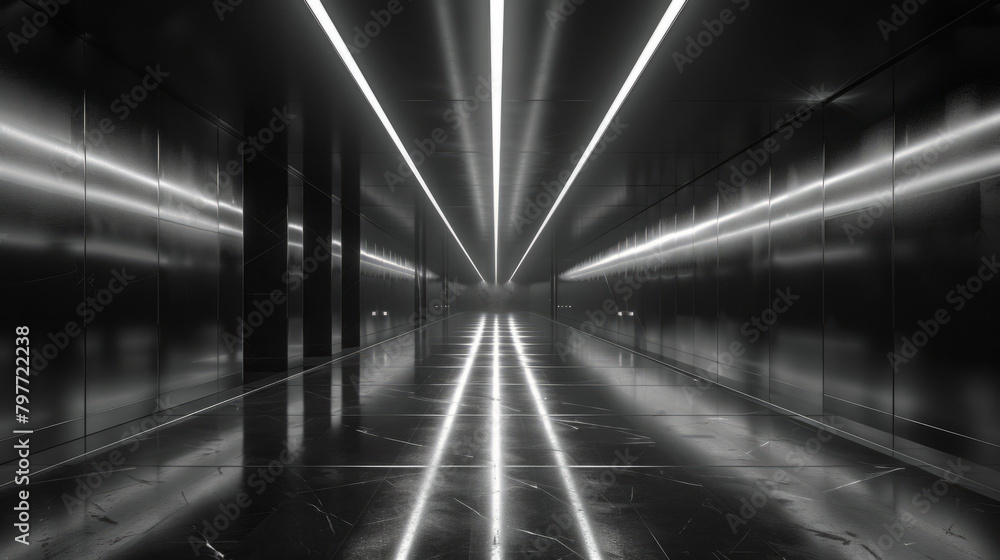 Luxurious and exclusive mockup scene in a polished tunnel with sophisticated ambiance