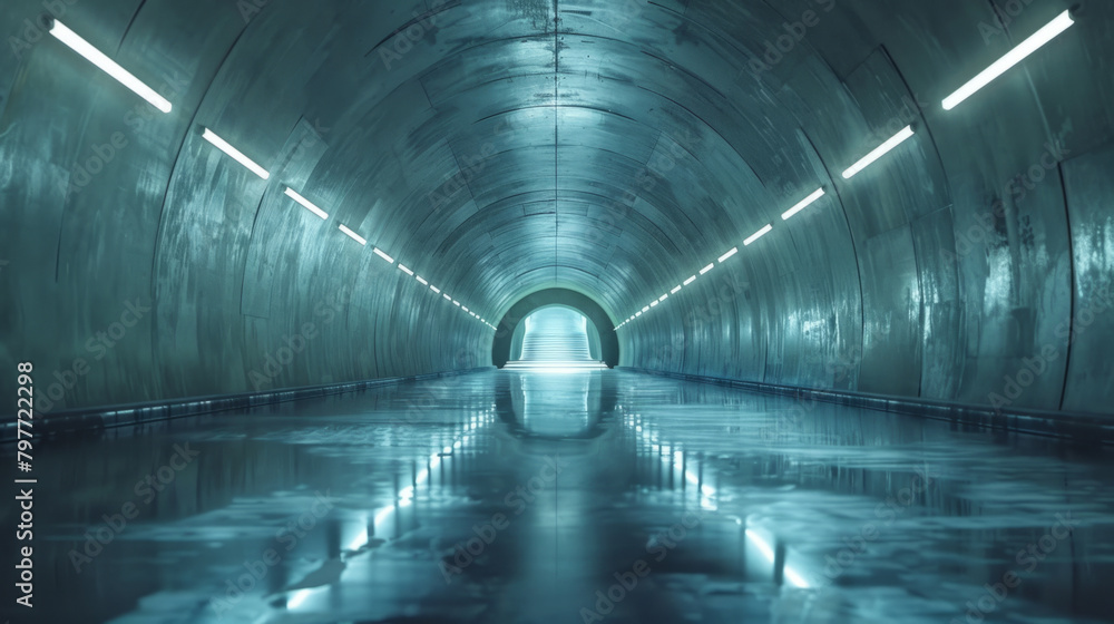 Elegant mockup scene in a luxurious tunnel with polished surfaces and sophisticated ambiance.