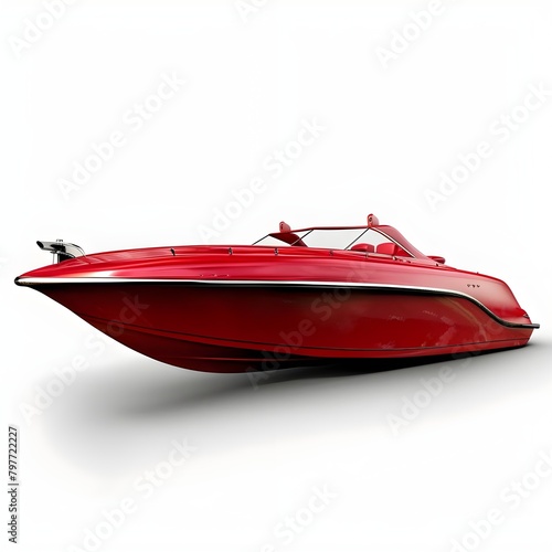 red boat isolated on white background Generative AI 