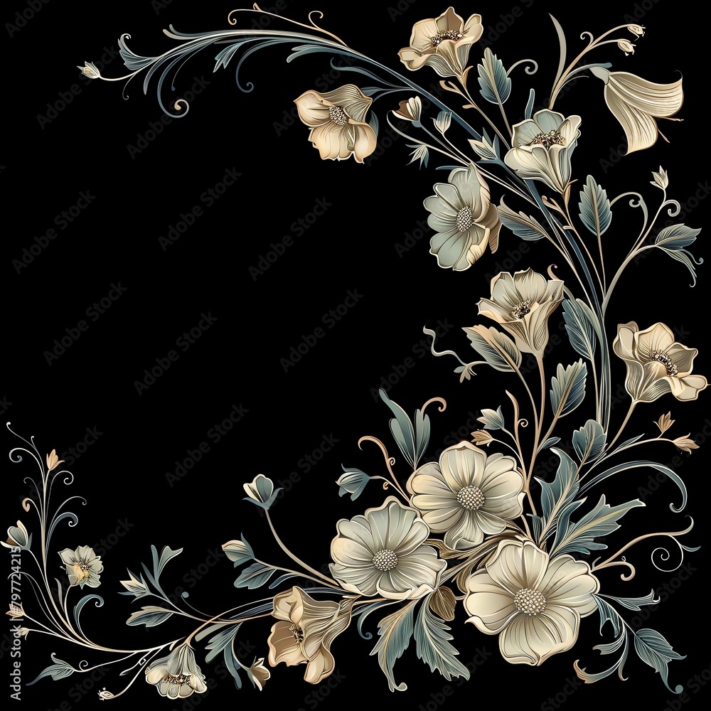 Art Nouveauinspired floral border, elegant and flowing, vector design, soft curves and natural motifs, no sharp lines