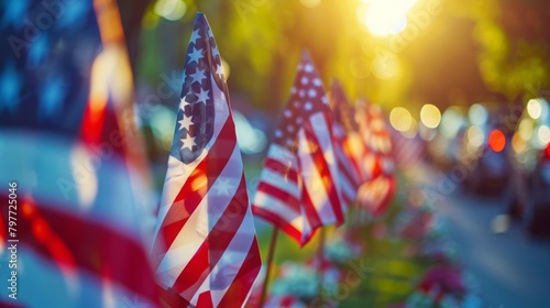 A Colorful Background of a memorial day celebration Poster with the Text space photo