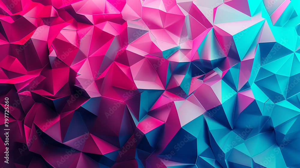 Cyan with Magenta Accents in Polygon Art