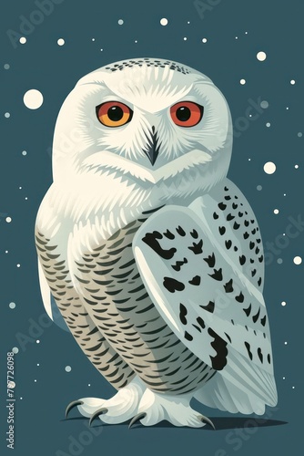 flat illustration of snowy owl with calming colors photo