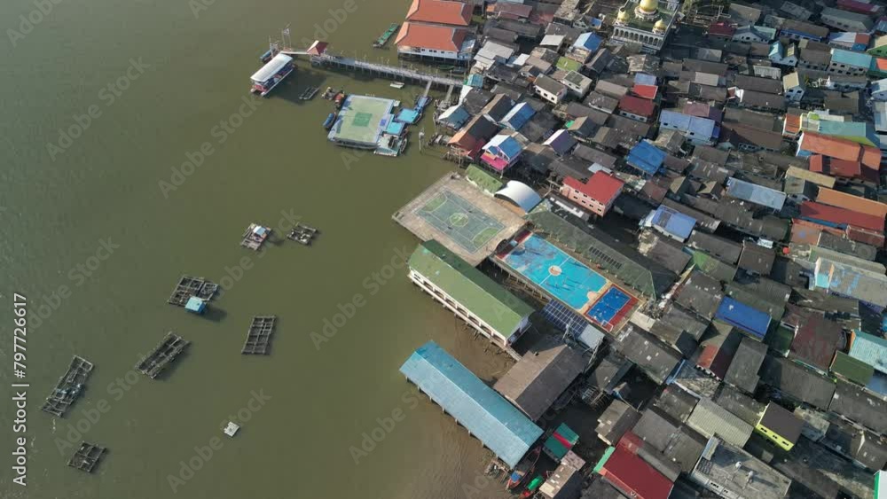 Aerial video of the floating village of Ko Panyi in Thailand Aerial video of the floating village of Ko Panyi in Thailand