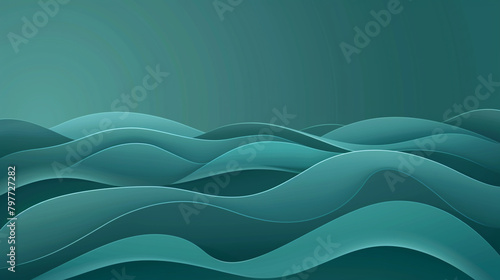 Glossy Deep Teal Minimal Wave Vector Background in Luxurious Style.