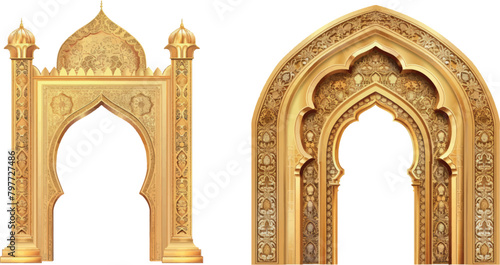 Oriental golden gate or moroccan arch photo