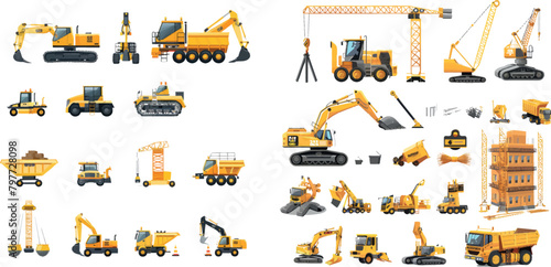 Construction machinery and building construction equipment icons