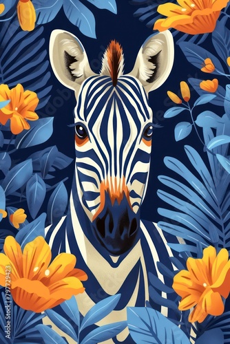 flat illustration of zebra with calming colors