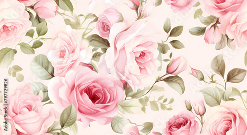 Roses and leaves in soft pink tones