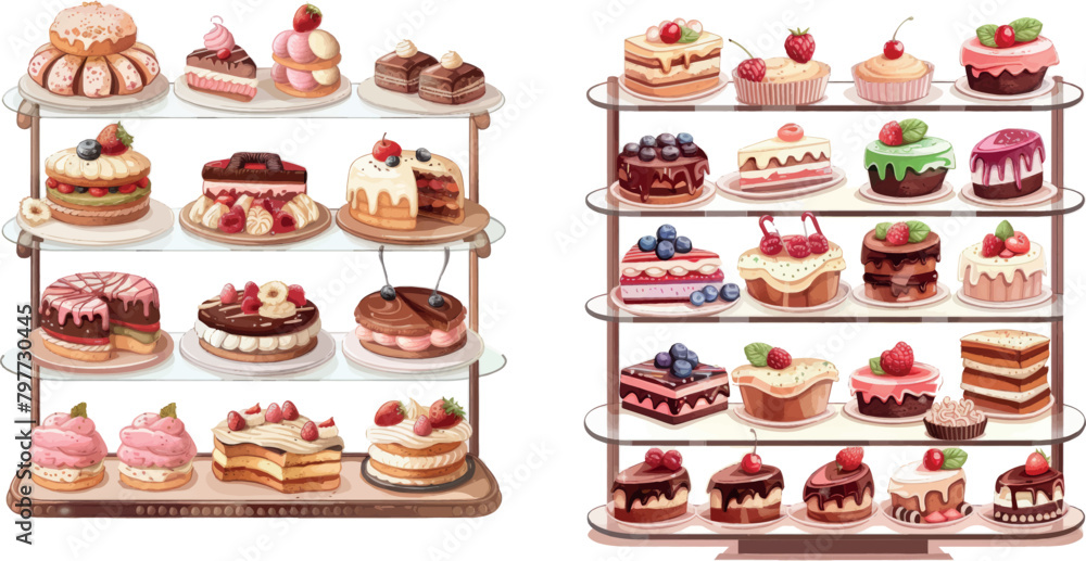 Obraz premium Showcase with desserts