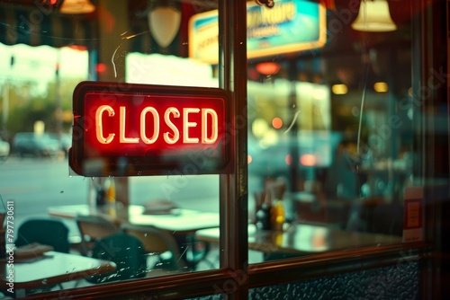 Red 'CLOSED' sign on eatery window