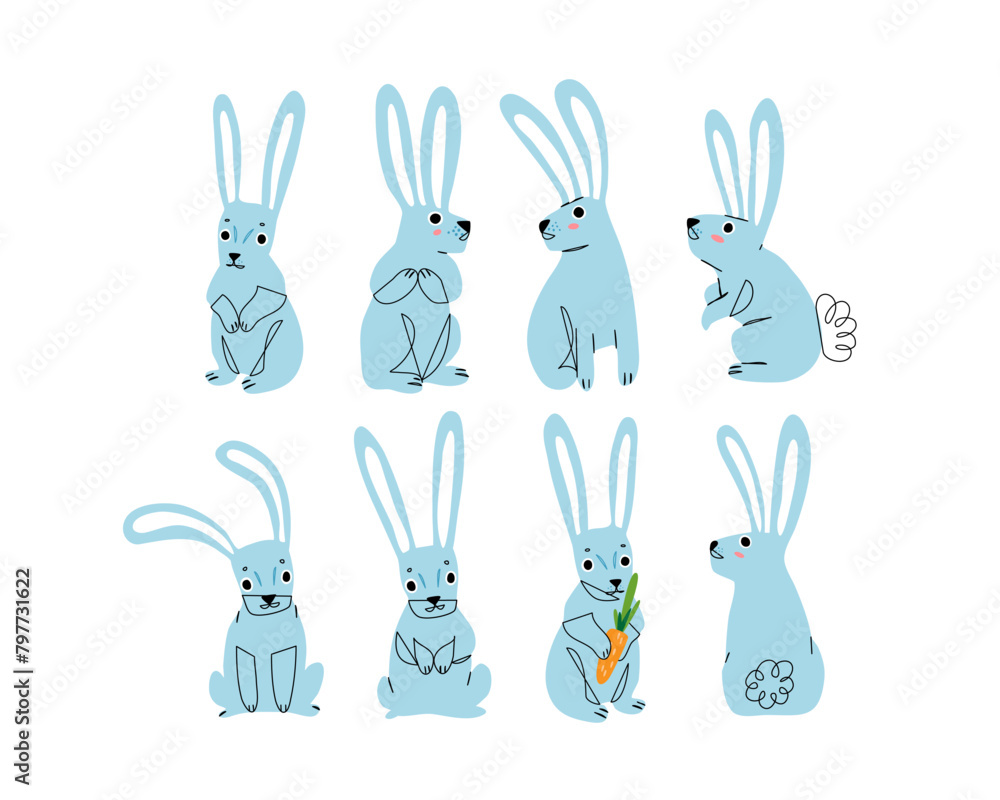 Obraz premium Kids celebrate rabbit easter concept. Cute bonny. Pastel color