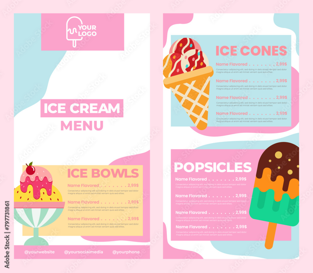 Fototapeta premium template menu ice cream for restaurant or cafe