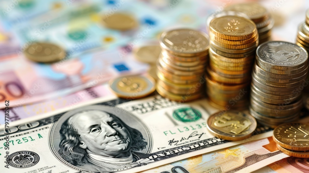 Fototapeta premium Currency exchange market with trading charts