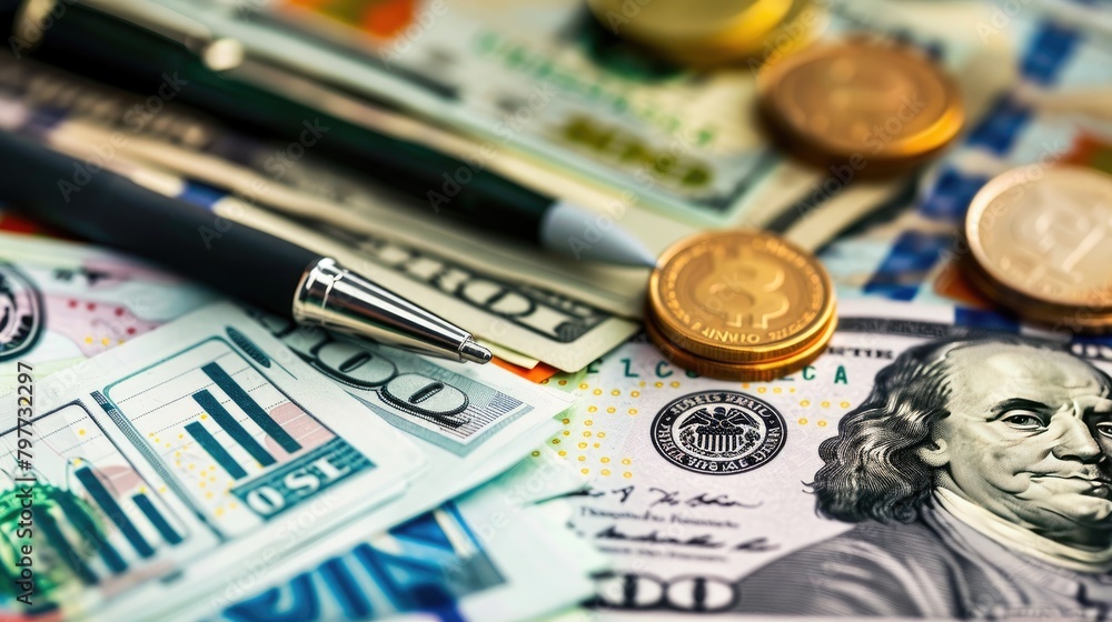 Fototapeta premium Currency exchange market with trading charts