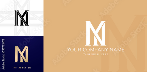 YN or NY monogram logo design elegant style vector illustration for personal name, business, fashion, branding company identity, advertisement materials golden foil, collages prins, wedding invitation photo