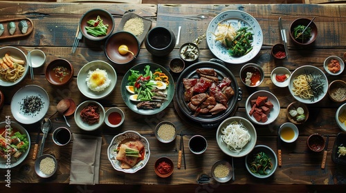korea traditional roast pork dinner
