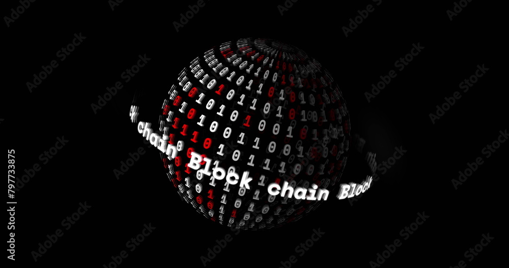 Naklejka premium Image of binary coding data processing over globe