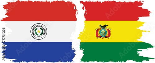 Bolivia and Paraguay grunge flags connection vector