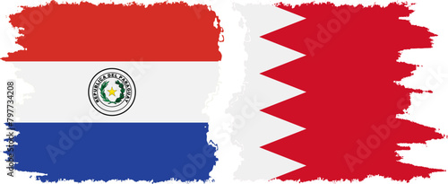 Bahrain and Paraguay grunge flags connection vector