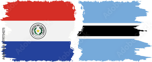 Botswana and Paraguay grunge flags connection vector photo