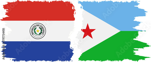 Free Download Djibouti and Paraguay grunge flags connection vector - GFXLoad