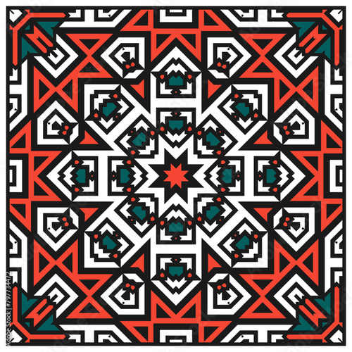 Geometric pattern for bandana  neckerchief  square tablecloth or other. Version No. 3. Vector illustration