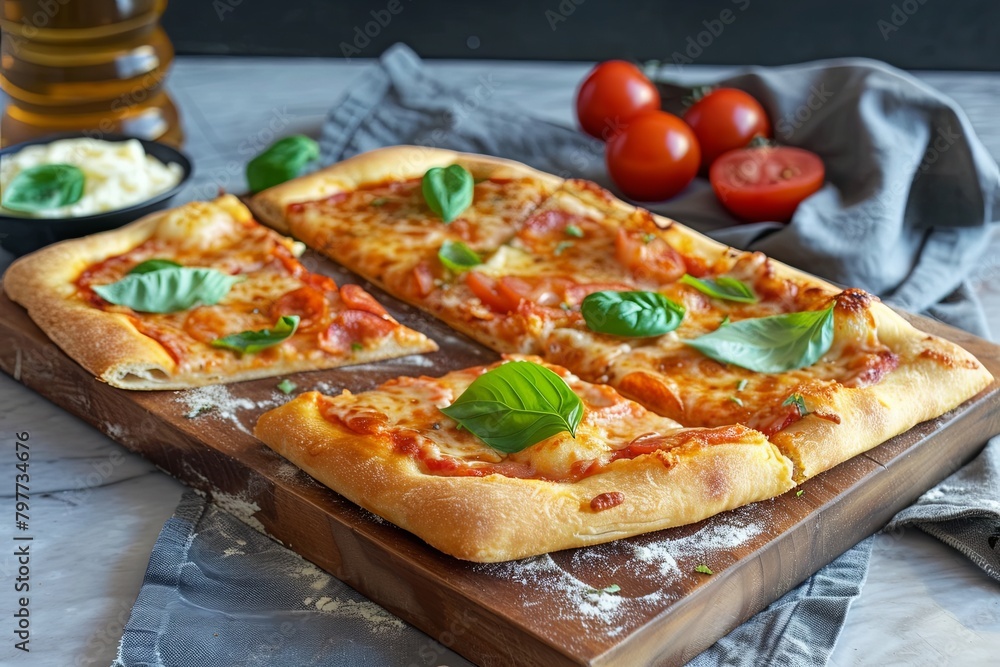 Baked Freshly Pizza: Tasty Italian Delight on Rustic Board