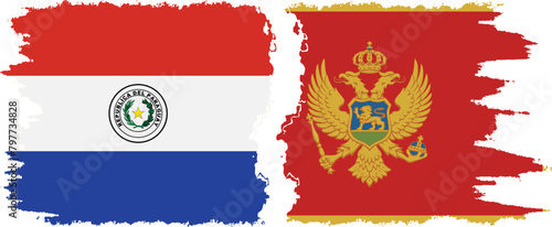 Montenegro and Paraguay grunge flags connection vector