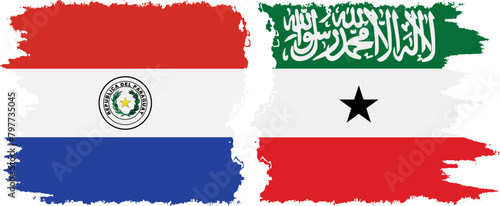 Somaliland and Paraguay grunge flags connection vector