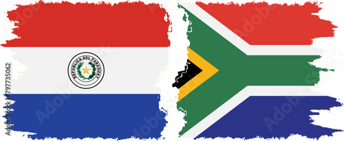 Free Download South Africa and Paraguay grunge flags connection vector - GFXLoad