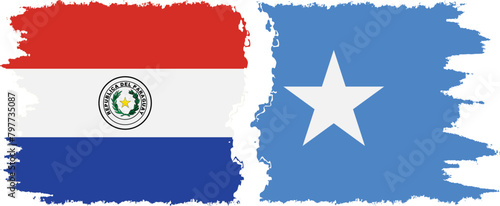 Somalia and Paraguay grunge flags connection vector