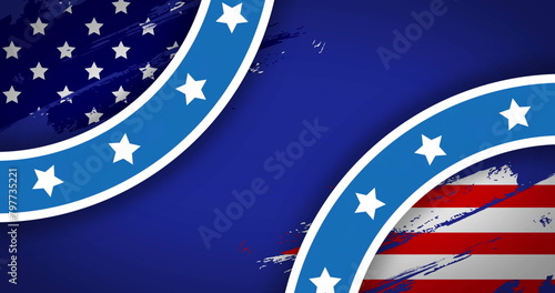 Wallpaper Mural Image of shapes with stars and flag of usa on blue background, copy space Torontodigital.ca