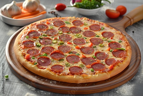 Pepperoni Pizza Perfection: Baked Fresh With Veggie Toppings � Tasty & Hot Snack!