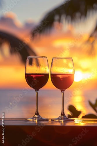 Two Glasses of Wine on Table