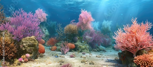 Vibrant D Rendering of a Thriving Coral Reef A Kaleidoscope of Marine Life
