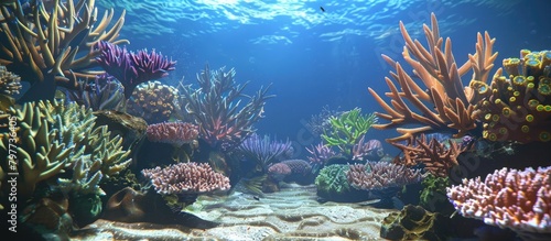 Vibrant D Rendering of a Thriving Coral Reef