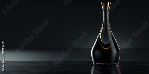 Edle Flasche leer in eleganter Form mit abstrakten Hintergrund zur Präsentation und Produktfotografie als Druckvorlage
