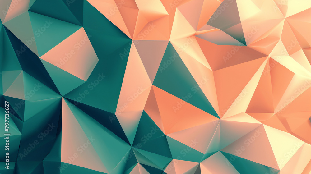 Teal and Peach Polygons Geometric Art Teal and Peach Polygons Geometric Art