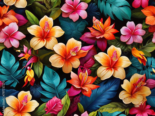 colorful tropical flowers